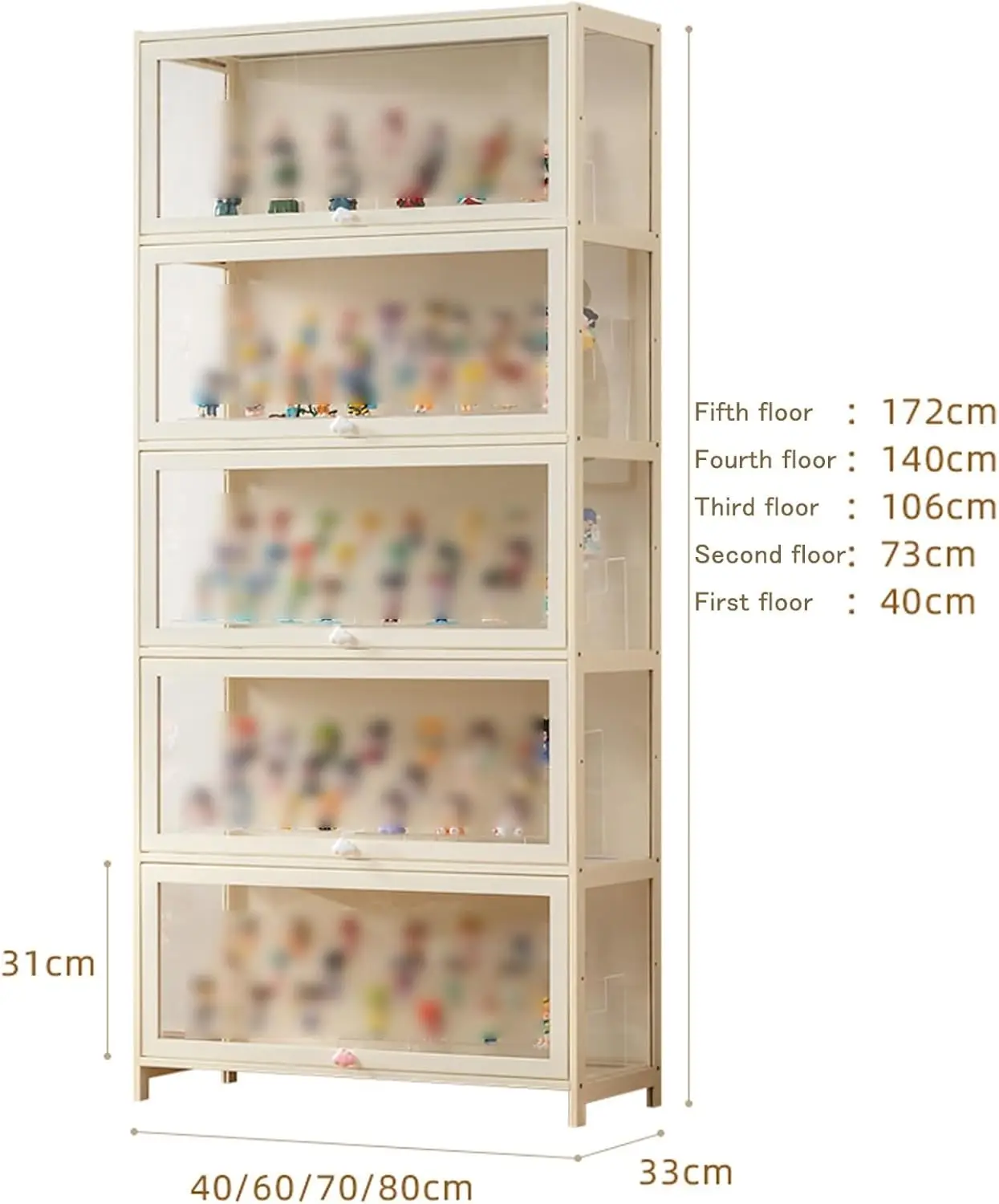 Modern Acrylic Door Display Cabinet with Lights - Easy Assemble Living Room Showcase for Collectibles, Books, Toys