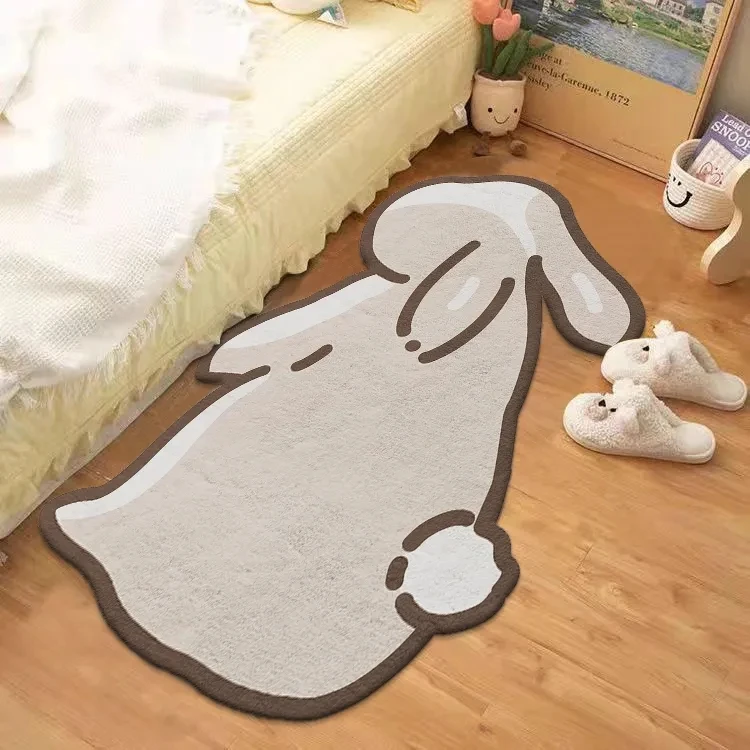 Cartoon Rabbit Pray Fluffy Long Carpet Fluffy Soft Bedroom Bedside Rug Kids Non-Slip Baby Living Room Mat 러그 Alfombra