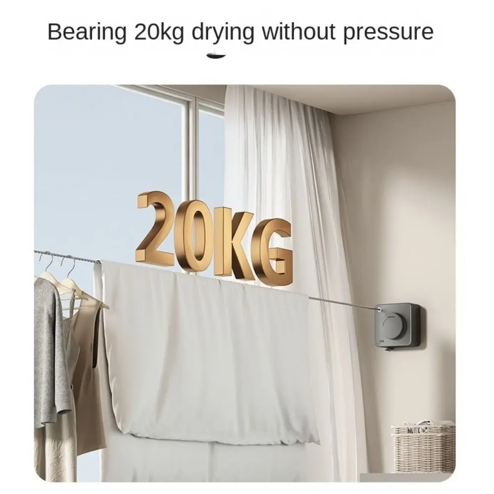 

Retracting Retractable Clothesline Wall Mounted Non-Sagging Laundry Clothes Drying Line 4.2M Stainless Steel
