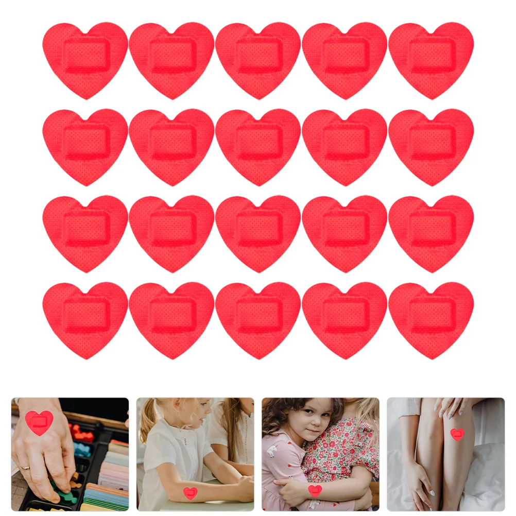 30 Sheets Adhesive Bandages Heart Stickers for Kids Wound Patches Hemostatic Breathable Care Gauze