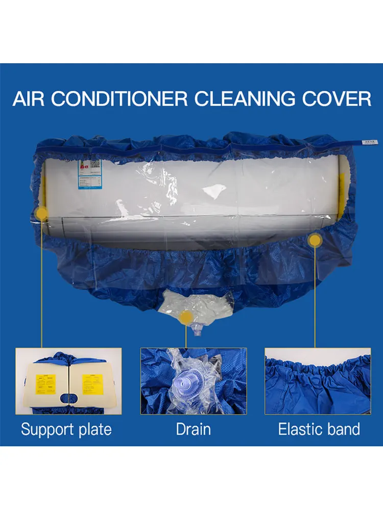 Air Conditioner Hood Cleaner Wall-mounted Air Conditioner Cleaner Dust Cover Cleaner Cleaning Bag Tension Belt + Baffle