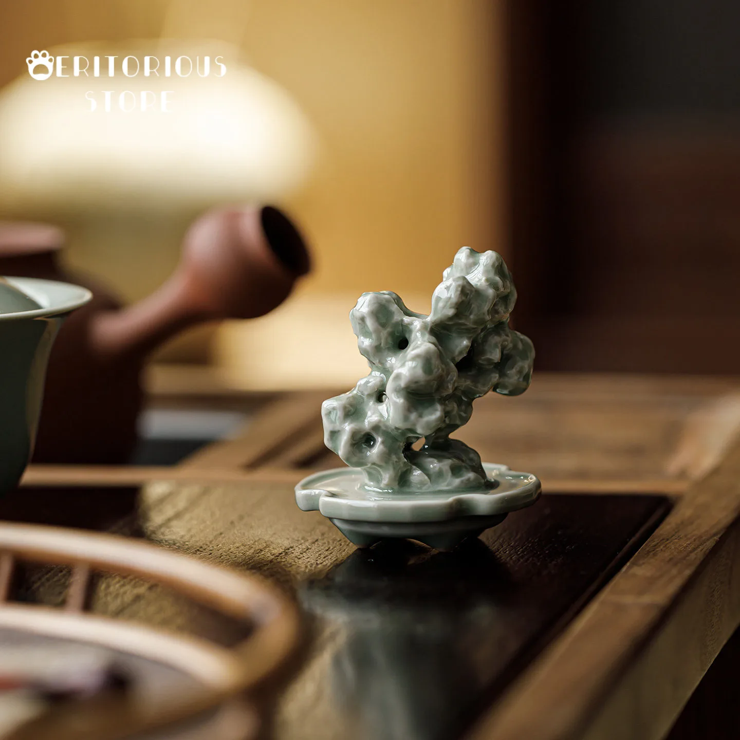 Creative Taihu Stone Ceramic Tea Pet Chinese Teapet Figurine For Tea Ceremony Desktop Decoration Table Ornament Gift Figurines view 2