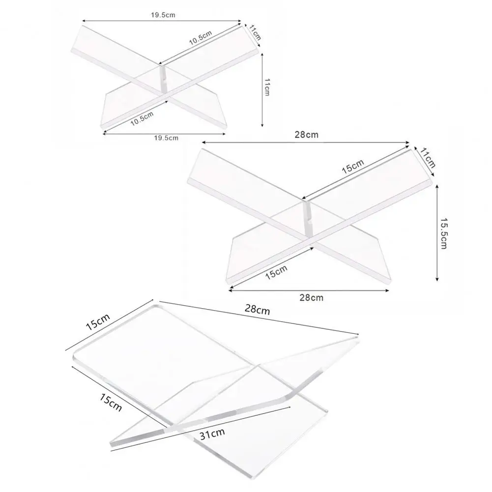 Acrylic Book Display Stand Acrylic Bookshelf 2pcs Acrylic Book Stand Holder Set X-shaped Reading Display Thickened Open