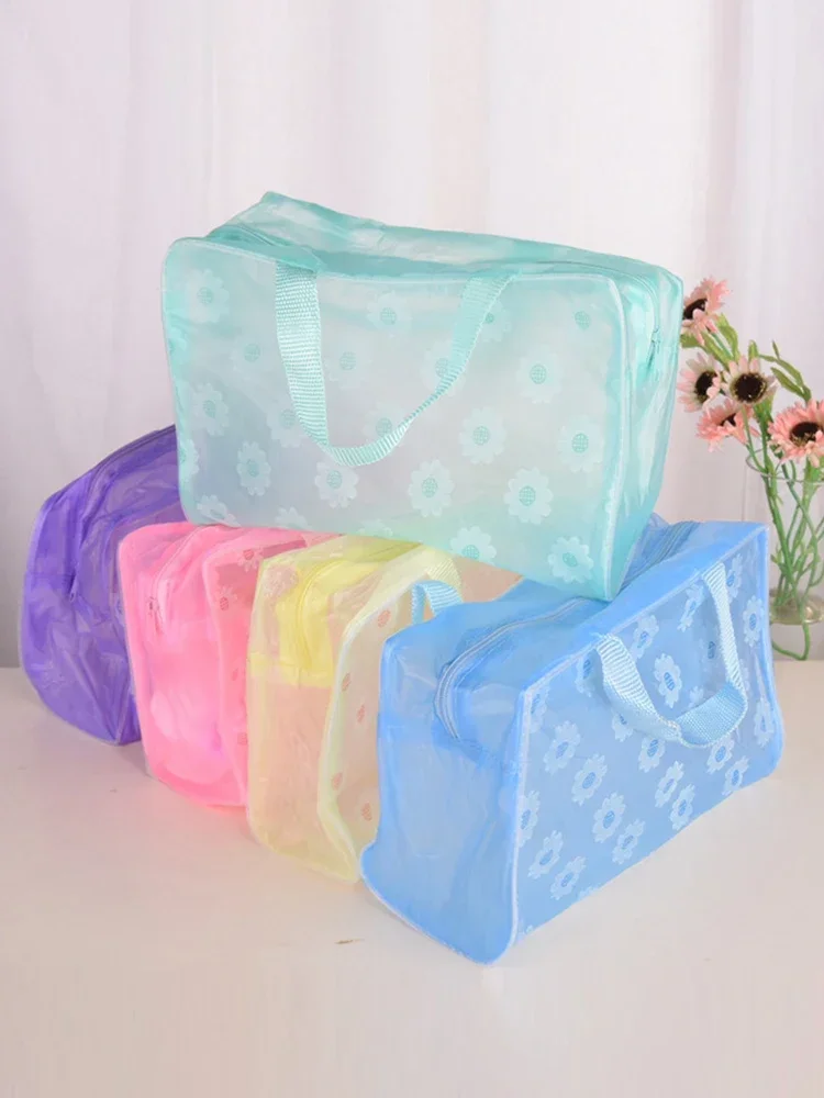 Creative Translucent Waterproof Cosmetic Bag Portable Travel Wash Bag Bathroom Wash Kit Toothbrush Pouch Organizer Makeup Case