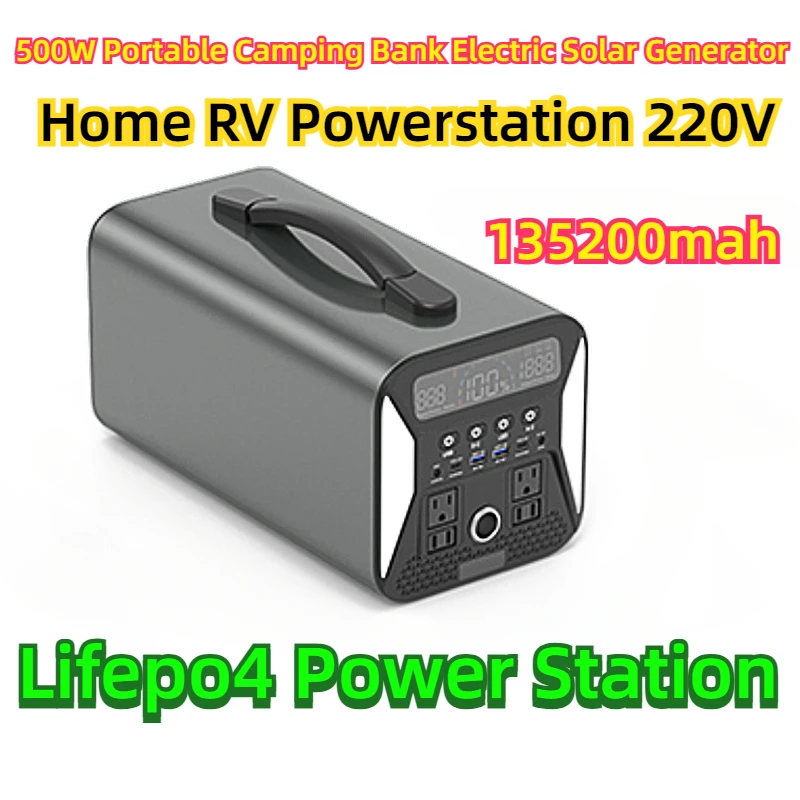 

135200mah Lifepo4 Power Station 500W Portable Camping Bank Electric Solar Generator Home RV Powerstation 220V