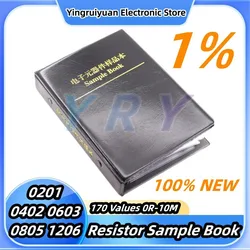 Libro de muestras SMD de resistencia, componente electrónico, 0201/0402/0603/0805/1206, 1% FR-07, SMT, 170 valores, 0R-10M