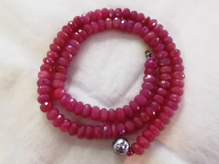 

nature Ruby red roundelle faceted necklace 5/6-7mm nature beads wholesale strand 45cm