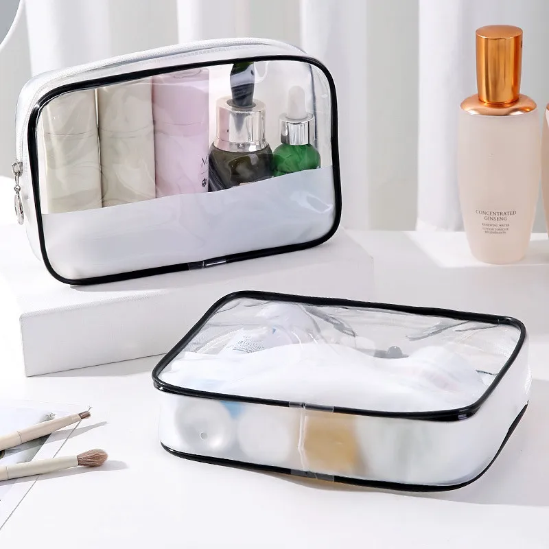 EVA Transparent Waterproof Travel Packing Cube Dry And Wet Separation Storage Pouch For Business Trip Portable Zipper Makeup Bag