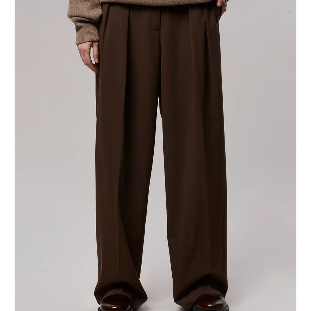 

Мужские брюки из смесовой шерсти, плиссированные прямые повседневные деловые брюки, удобные эластичные дышащие офисные брюки, официальные умные платья