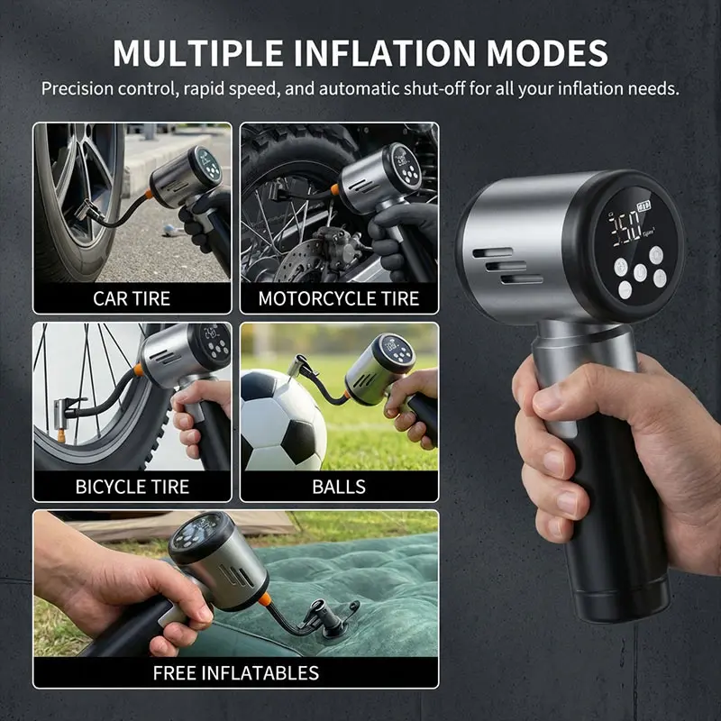 Handheld Car Vacuum Cleaner & Air Pump Combo Set Wireless Portable Cordless Mini Vacuum Inflator For Home Auto Use