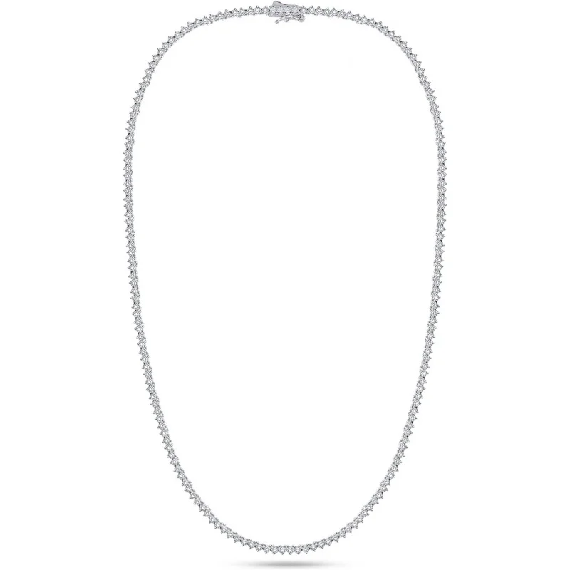 SAVEARTH DIAMONDS 3 Prong 2.5Mm Tennis Necklace For Women, 14K White Gold Over Sterling Silver 5.50Ctw Round Lab Created Moissan