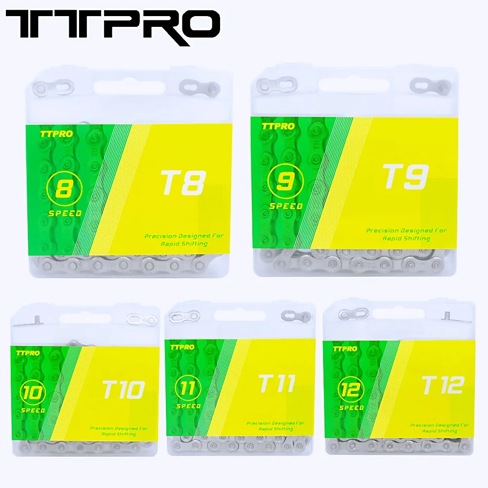 

TTPRO 8 9 10 11 12 Speed MTB Road Bike Chain T8 T9 T10 T11 T12 116L 118L 126L Bicycle Chains For SHIMANO SRAM 8V 9V 10V 11V 12V