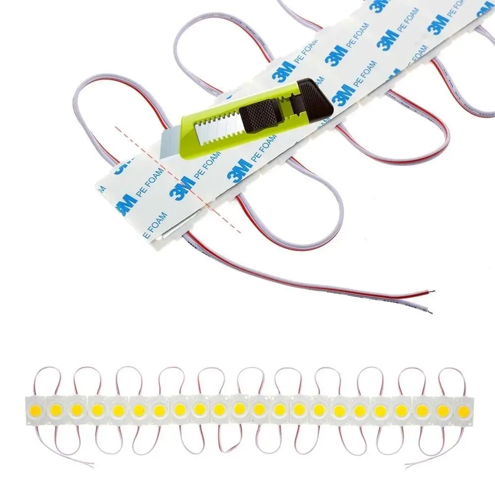 20pcs 12V 24V Led Module Waterproof Luminous COB Light White Red Green Blue Yellow Pink Super Bright Hard Strip Bar Light Shop