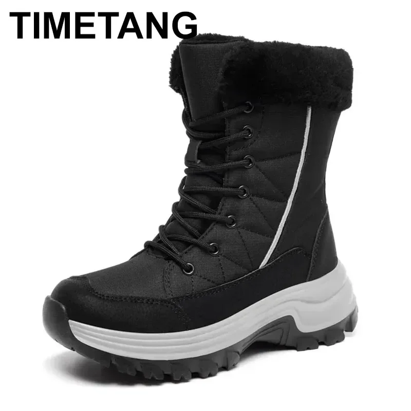 Winter Boots Women Outdoor Cotton Snow Woman Warm Shoes Non Slip Mid Calf Boots Ladies Waterproof Heigh Boots Female