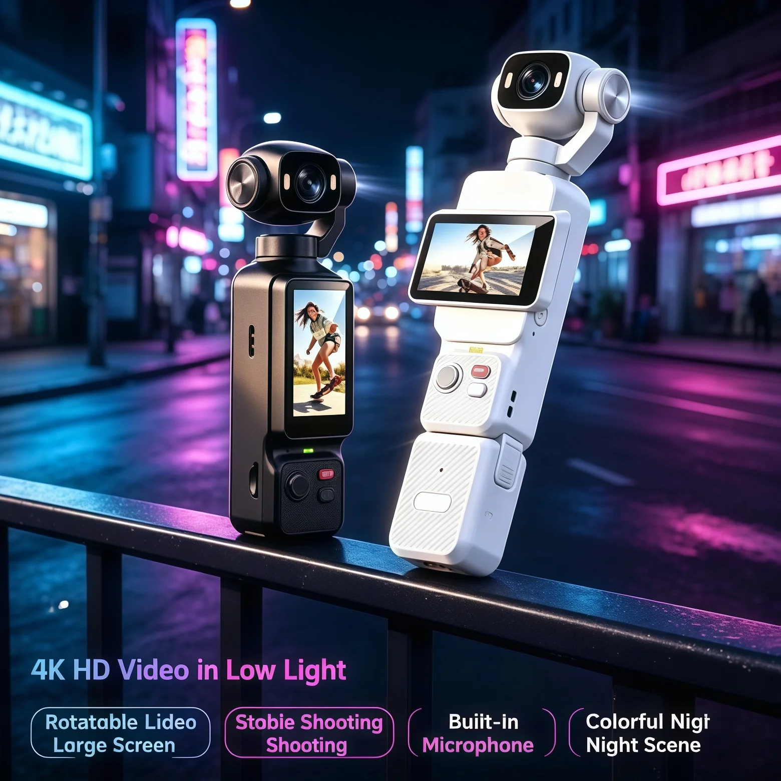 Handheld 4K Vlog Pocket Camera Gimbal Stabilizer Rotatable Large Screen Video Cam For Outdoor Daily Vlogging
