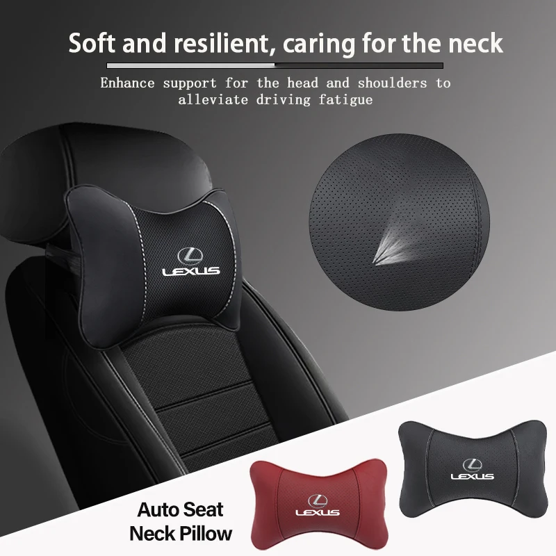 Car Seat Headrest Leather Neck Pillow For Lexus RX330 IS250 Ct200h ES300h RX350 IS300h NX300h RX400h ES350 GS300 Car Accessories