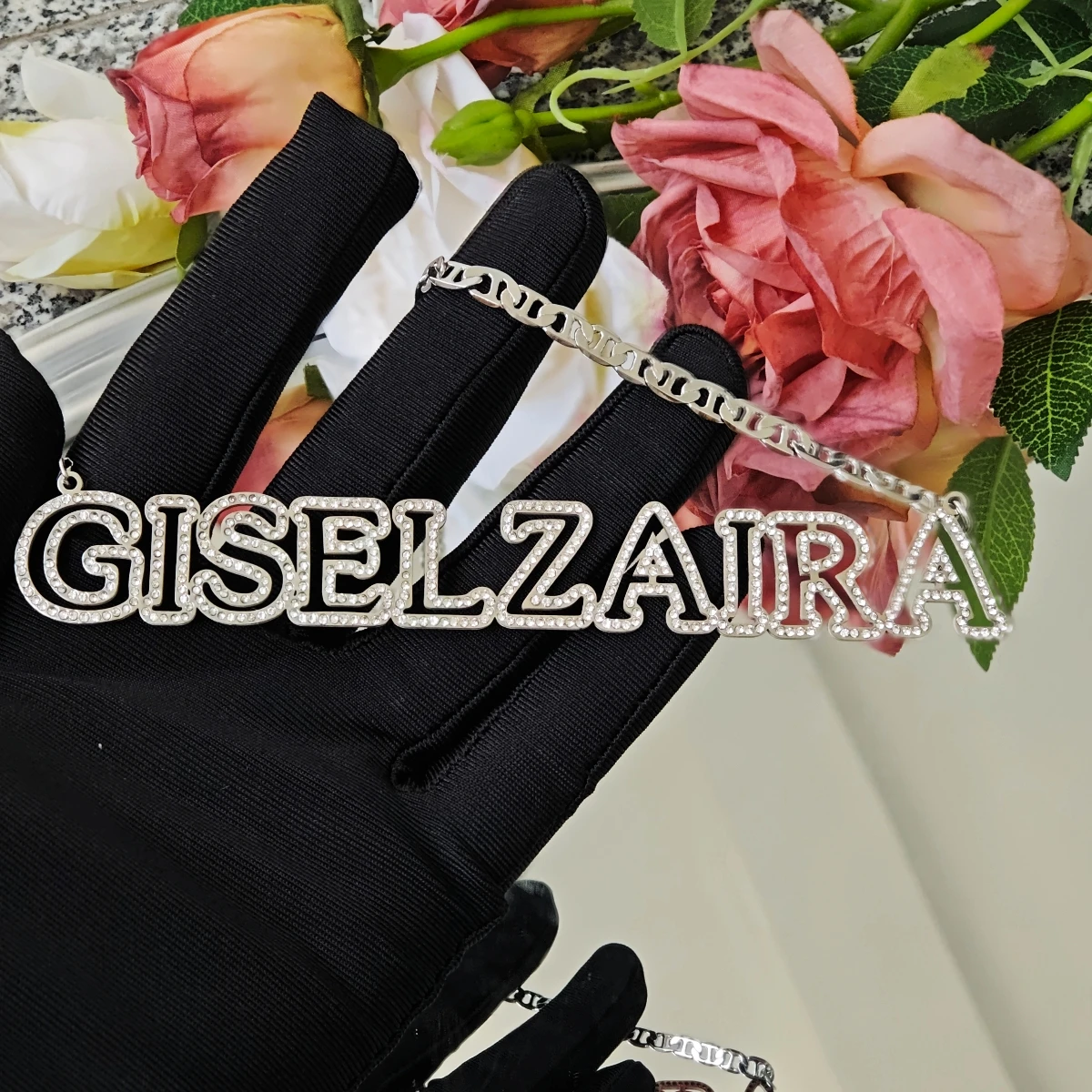 Customized Stainless Steel Jewelry Sparkling Diamond Necklace Large Diamond Necklace Personalized Name Necklace Christmas Gift