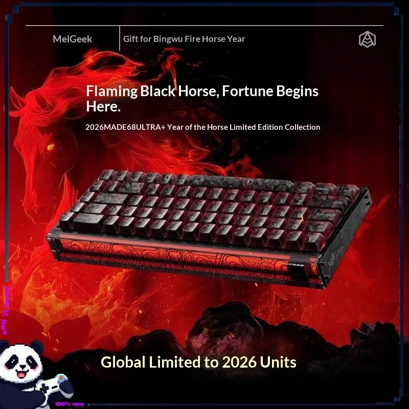 

Магнитная клавиатура Melgeek MADE 68ULTRA+ Zodiac Horse с кастомными кейкапами из кованого карбона для игр, офиса и креативного программирования