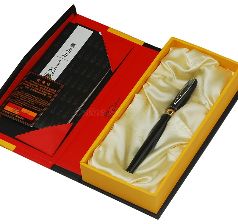 Imagem -06 - Elegante Metal Roller Ball Pen com Anel Amarelo Canetas com Caixa Original Suprimentos de Escrita Original Black Nib Picasso 907 Pr002