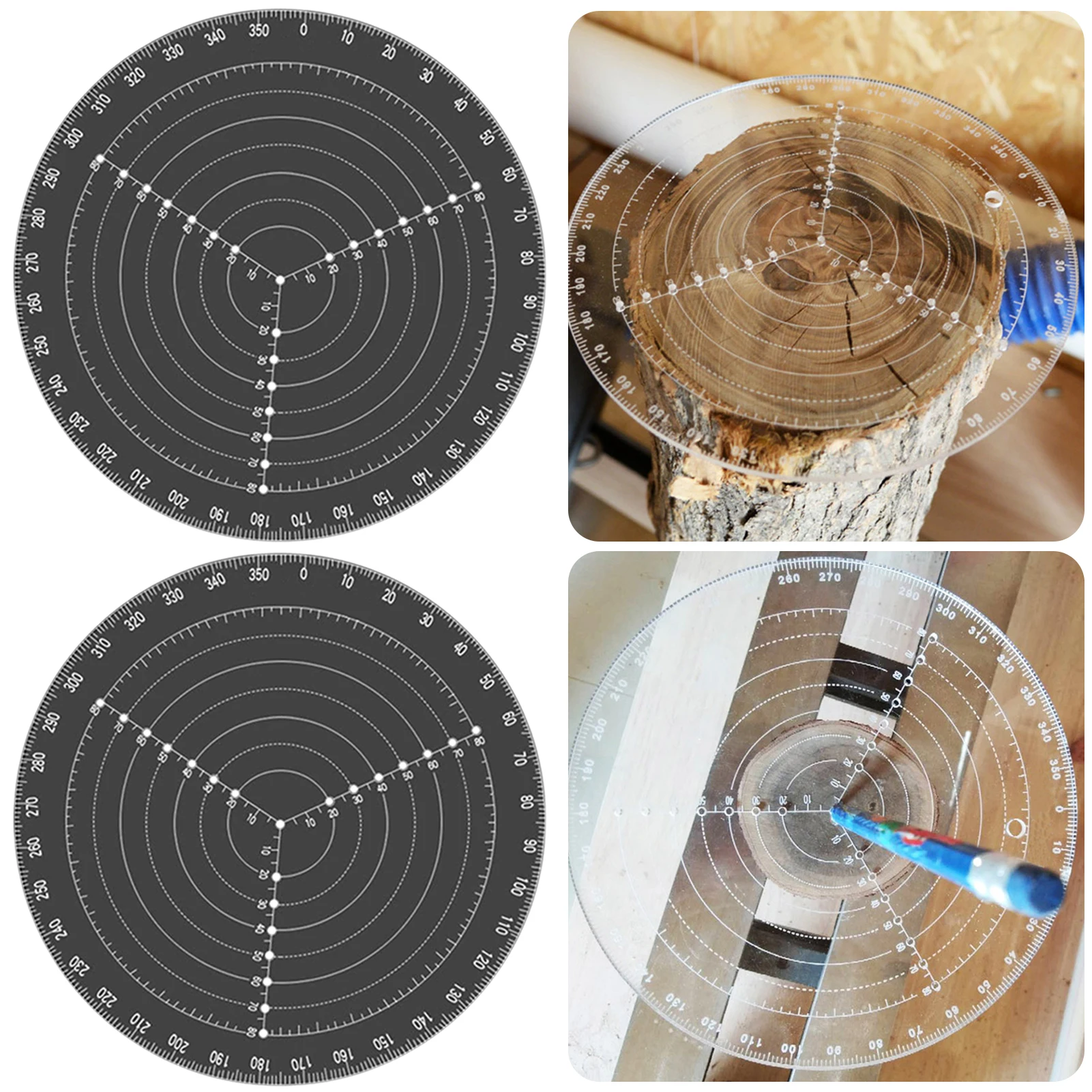 Przezroczysty akrylowy okrągły celownik środkowy Wielofunkcyjne narzędzie do rysowania kół do toczenia drewna Tokarka Uniwersalna linijka centrująca