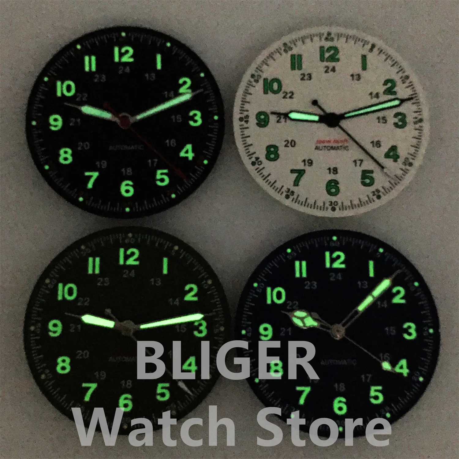 BLIGER 29 มม.คลาสสิกปราศจากเชื้อ Pilot สีดํานาฬิกา Dial สําหรับ NH35 NH36 ETA2824 2836 PT5000 การเคลื่อนไหว Part มือชุด