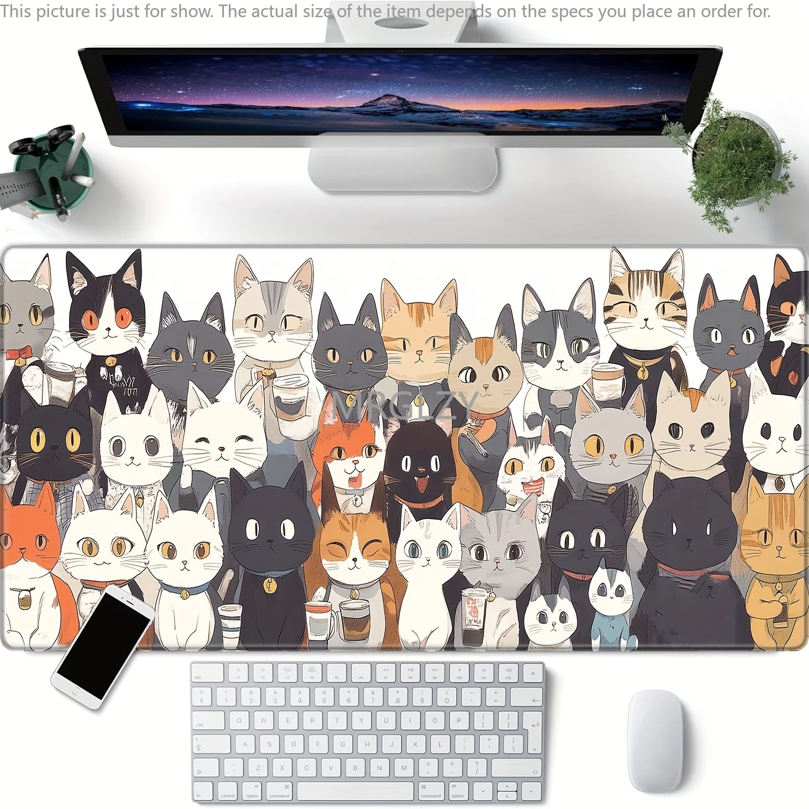 

Cute Cartoon Cat Mouse Pad Large Rubber Base Anti-slip PC Desk Accessories Mousepad for Office and Gamer Keyboard Mats Decor Mat