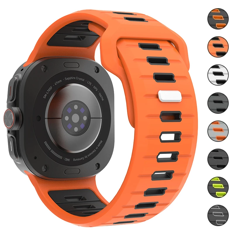 حزام سيليكون رياضي لساعة سامسونج جالاكسي الترا 47 ملم حلقة ناعمة لونين الفرقة لسامسونج جالاكسي 7 الترا لا فجوات حزام الساعات