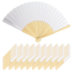 10/20/30pcs White Foldable Paper Fan Portable Chinese Bamboo Fan Wedding Gifts For Guest Birthday Party Decoration Kids Painting