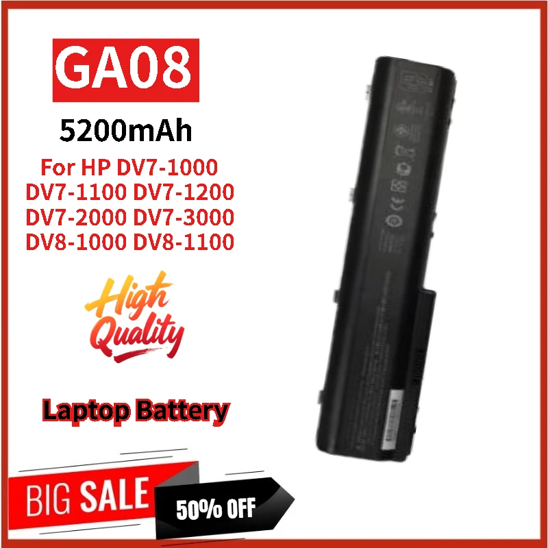 

New GA08 Replacement Laptop Battery 14.4V 5200mAh for HP DV7-1000 DV7-1200 DV7-2000 DV7-1100 DV7-2100 DV7-3000 DV8-1000 DV8-1100