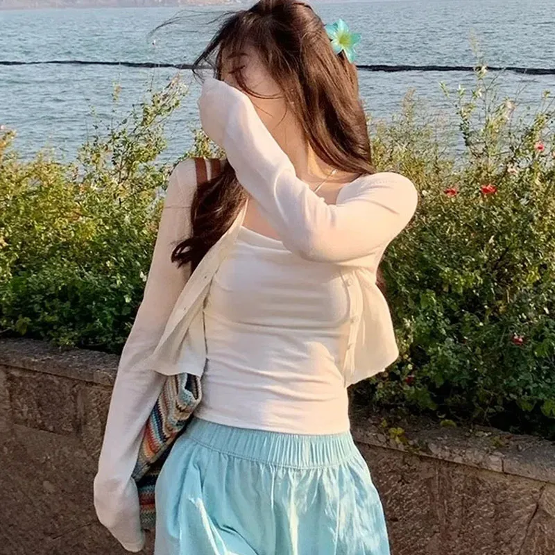 

Sweaters Knitted Sweater Women Cardigans Fashion V-Neck Knit Sweater Cardigan Women Tops Black Long Sleeve Sueter Feminino Q3467