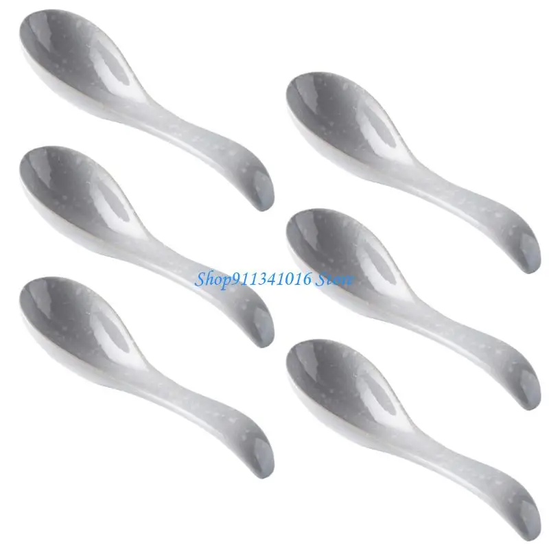 Pack of 6 Ceramic Soup Spoons With Unique Glazes Art and Ergonomic Comfortable Grip for Enhancing Dining Experience