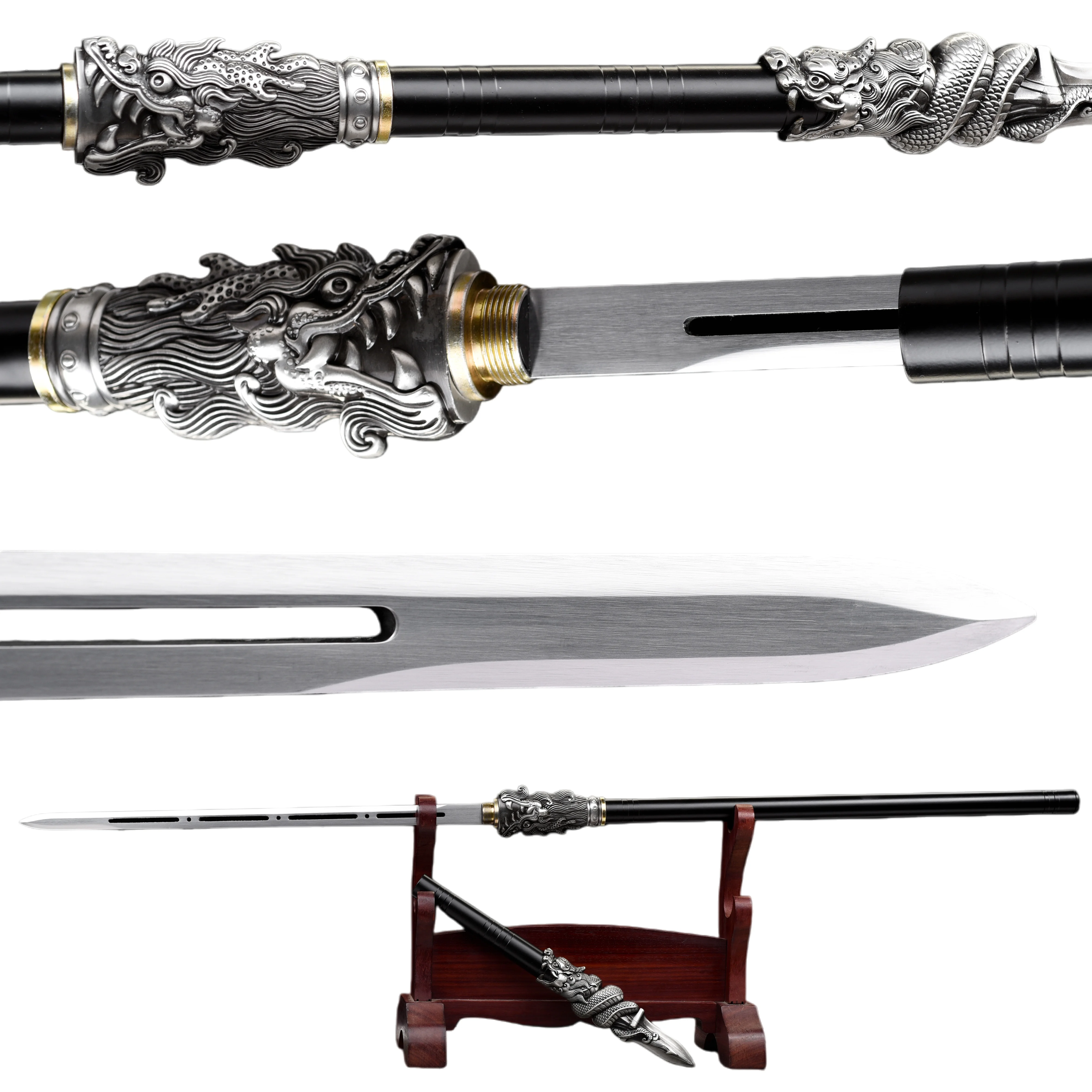 102cm Chinese dragon staff sword,samurai sword,sharp steel blades,katana Knight Ninja training combat, weapons,battle gift men