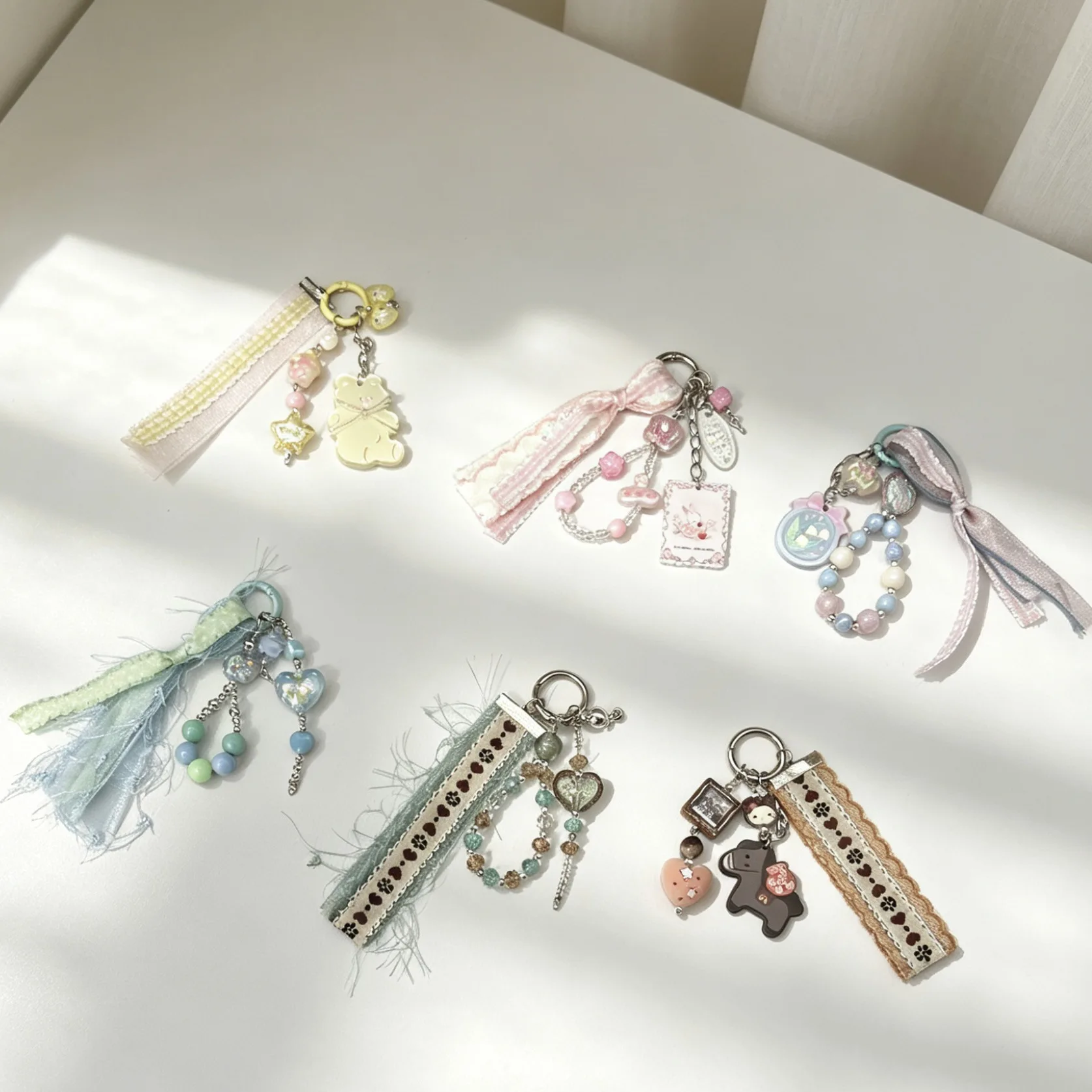 Candy Color Cartoon Donut Beaded Phone Lanyard Anti-lost Mobile Phone Pendant Wrist Strap Rope Chain Cell Phone Accessories