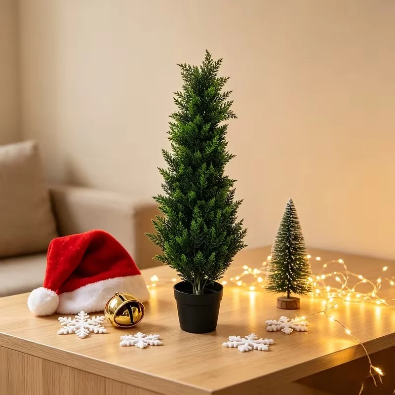 Arbre de pin et de cyprès artificiel détachable en pot, plantes vertes, décoration de sol d'hôtel, ornement de sapin de Noël artificiel