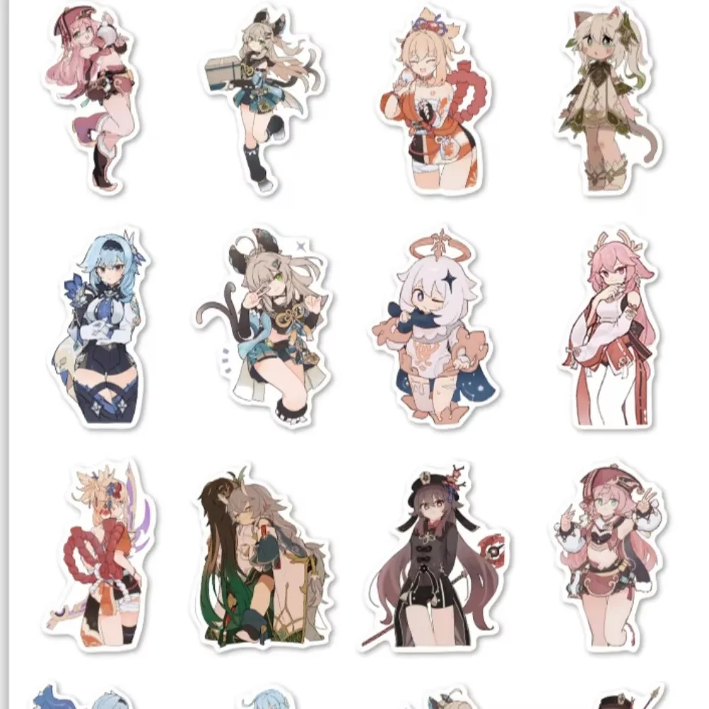 60 قطعة Kawaii Genshin تأثير الحديد انهيار الطرفية متعة ومبتكرة لعبة Q نسخة شخصية لعبة ملصق لتقوم بها بنفسك القرطاسية