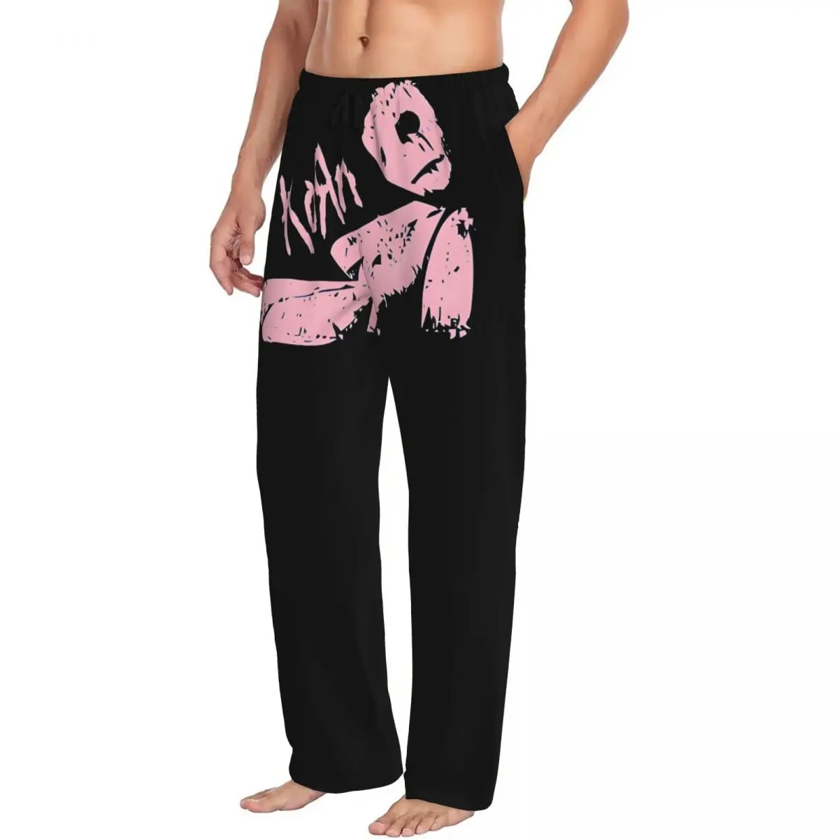 커스텀 코른스 록 롤 파자마 팬츠 남성용 헤비 메탈 음악 슬립웨어 라운지 슬립 바텀스 포켓 포함 신축성 있는 팬츠