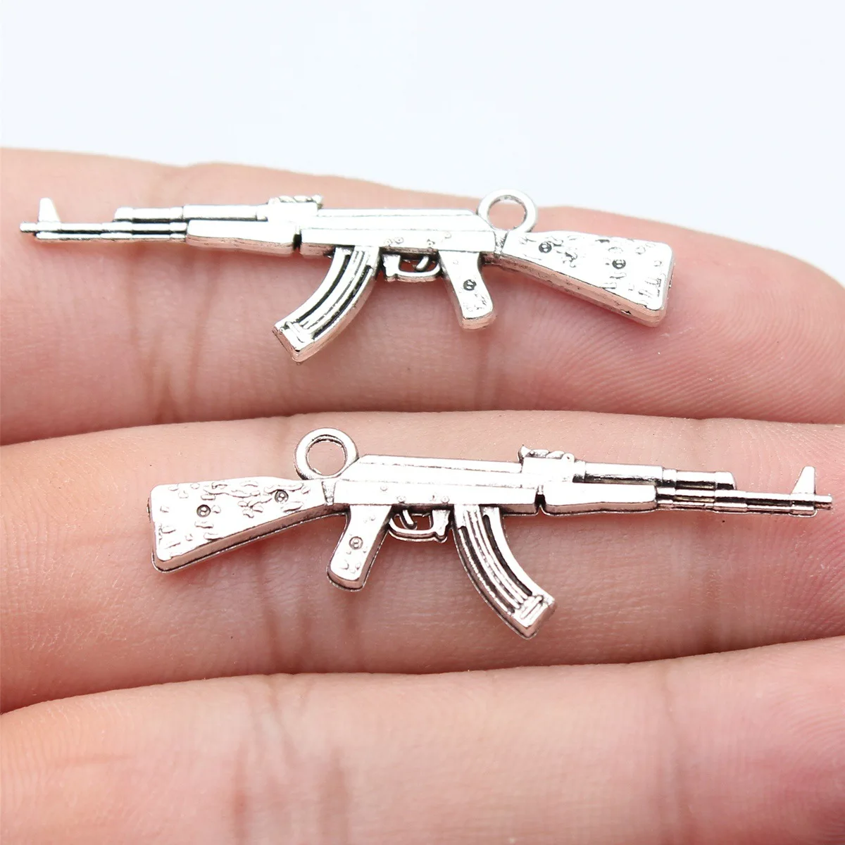 20pcs 44x15mm(1.73x0.59inch) Antique Silver Color Gun Charms Vintage Jewelry Making