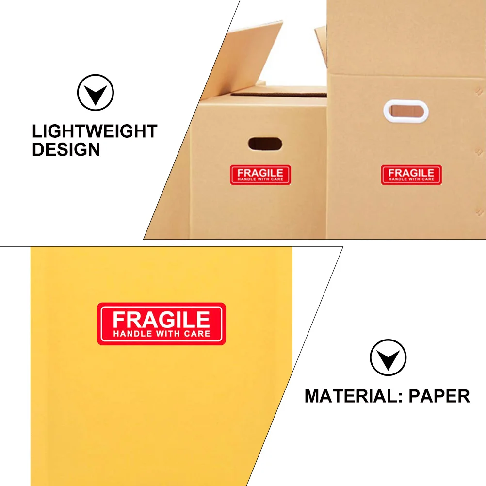500pcs Warning Labels Stickers Fragile Handle Care Washable Shipping Packaging Paper Folder Bag Strong Adhesive Efficient