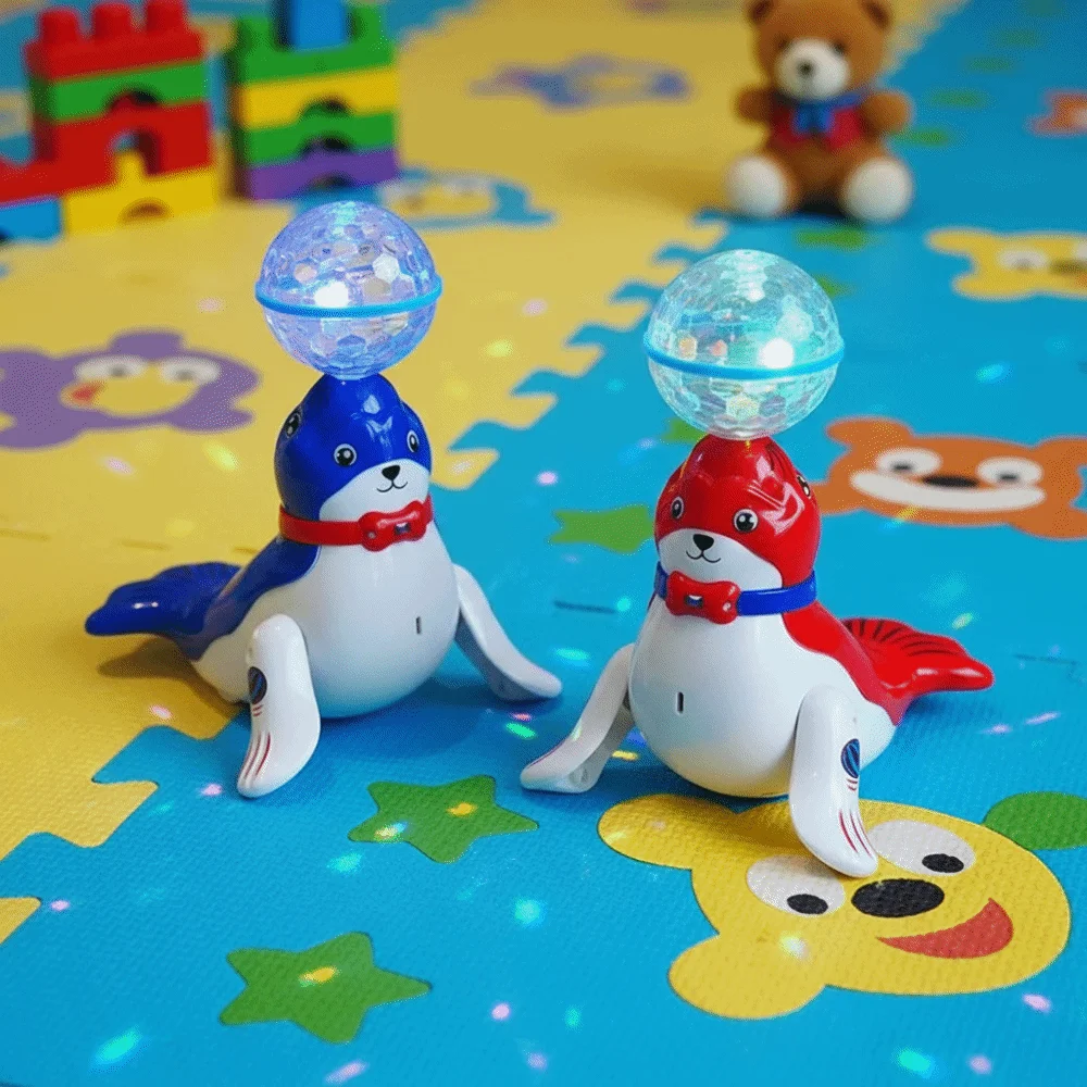 

Colorful Sound Electric Sea Lion Light Cute Design Dancing Function Stunt Top Ball Interactive Electronic Ball Spinning