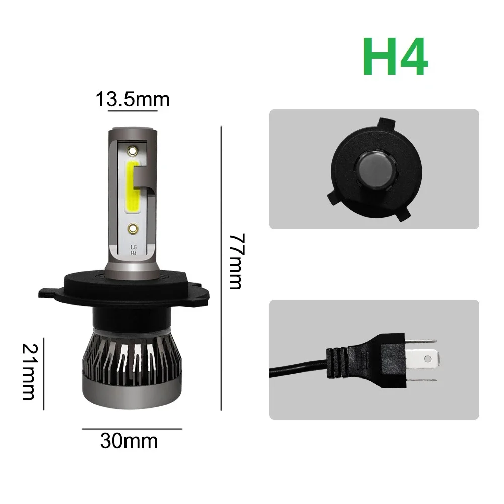 2 pièces LED H4 H7 phare de voiture H1 ampoule LED H8 H11 9005 HB3 9006 HB4 9004 HB1 H3 HB5 H13 lumières LED 20000LM Turbo lampada 12V