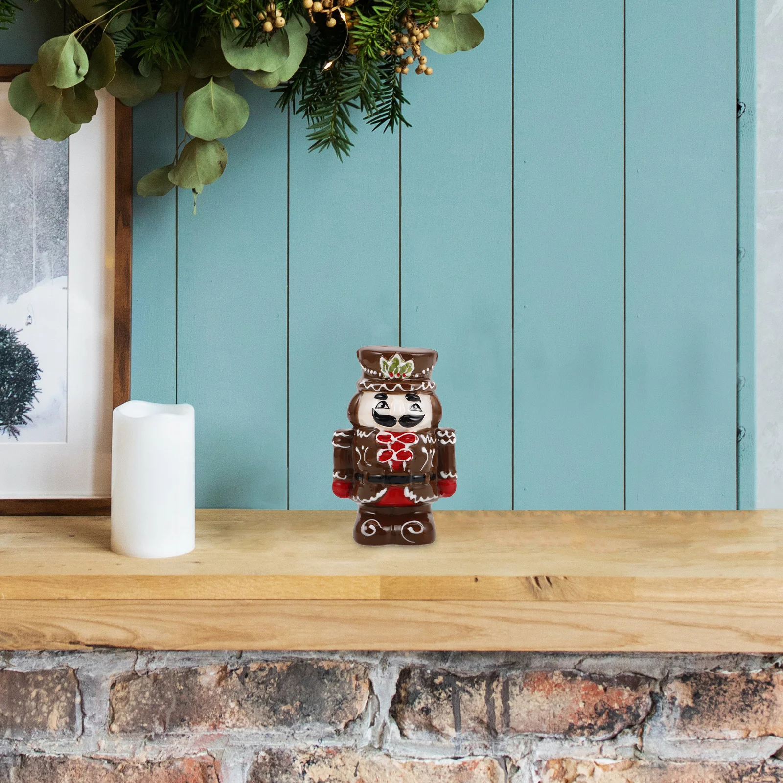 

Festive Ceramic Nutcracker Figure Tabletop Decor Christmas Holiday Decoration for Indoor Home Living Room Coffee Table Display