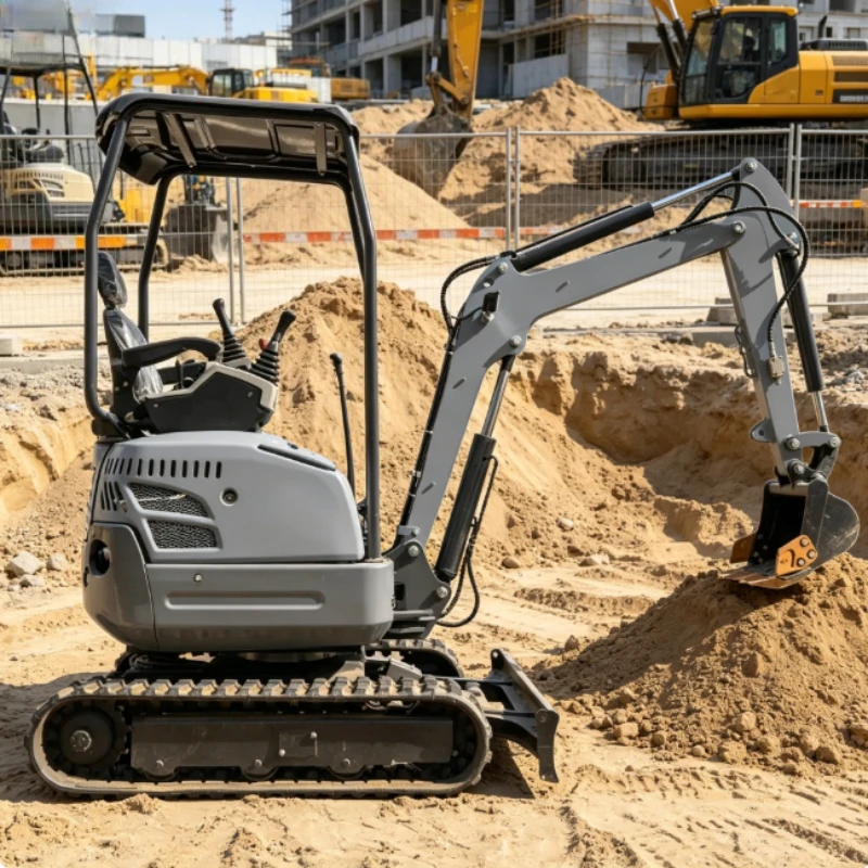 1 Ton Gas Powered Mini Digger, Electric Start Crawler Excavator for Backyard Maintenance and Small Farm Work
