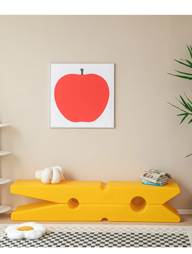 AAPlastic Low Stool Household Creative Coffee Table Modern Simple Long Clip Shelf Small Apartment Personalized Bench