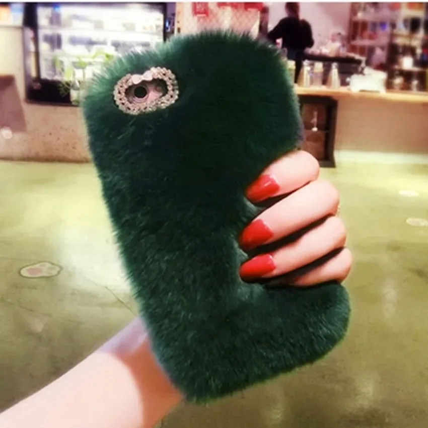 

Luxury Fluffy Real Rabbit Fur Plush Case for Samsung, Phone Cover, Crystal, S10, S20, S21, S22, S23Ultra, Note 8, 9, 10, 20