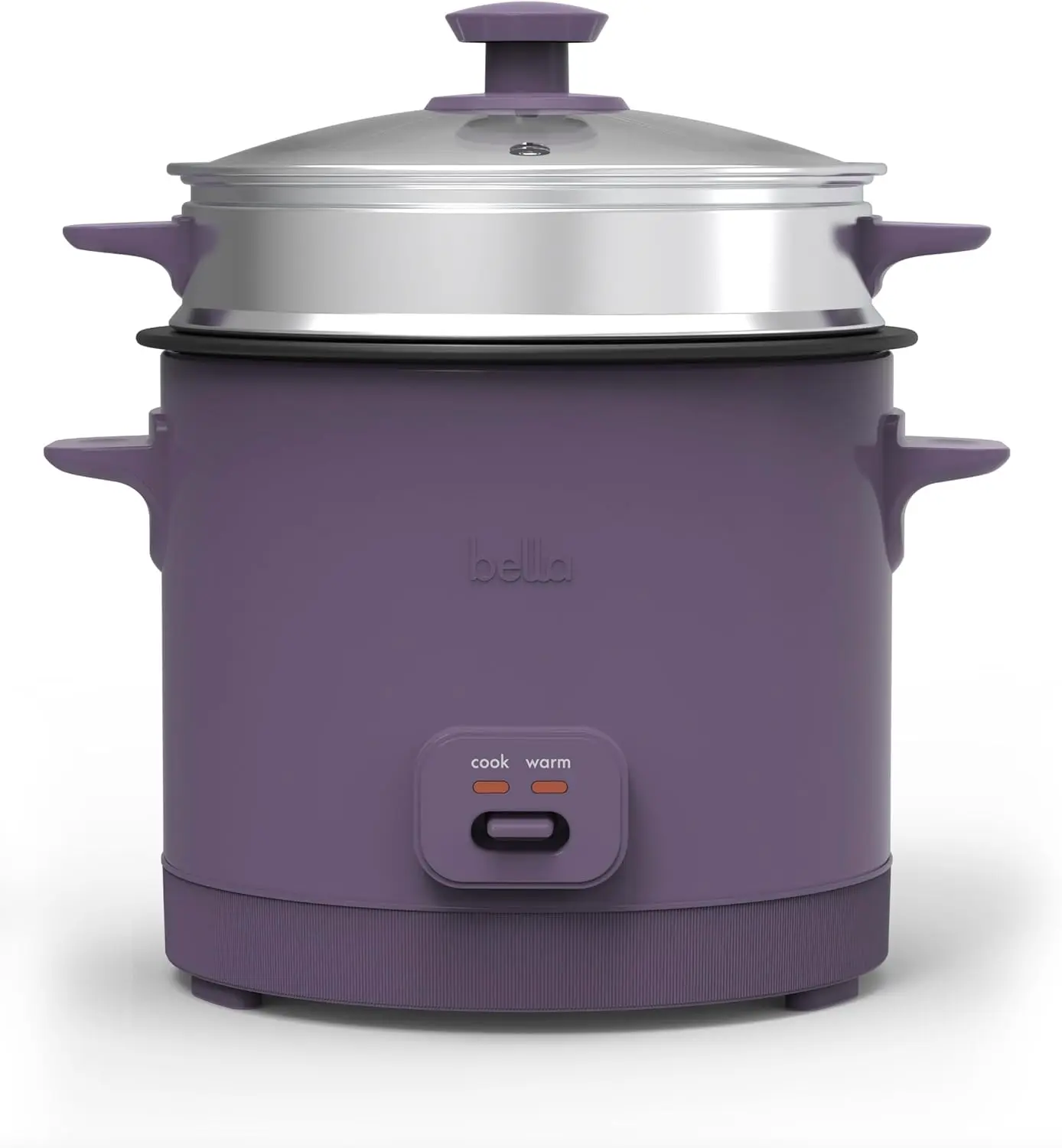 16 Cup Rice Cooker with Steamer, Dishwasher Safe Basket, Nonstick Bowl, Keep Warm, 400W, Plum