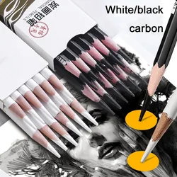 Lápiz de carbón blanco de 1/3/6 piezas, herramienta de pintura para bocetos, resaltado, suave, medio duro, suministros de arte