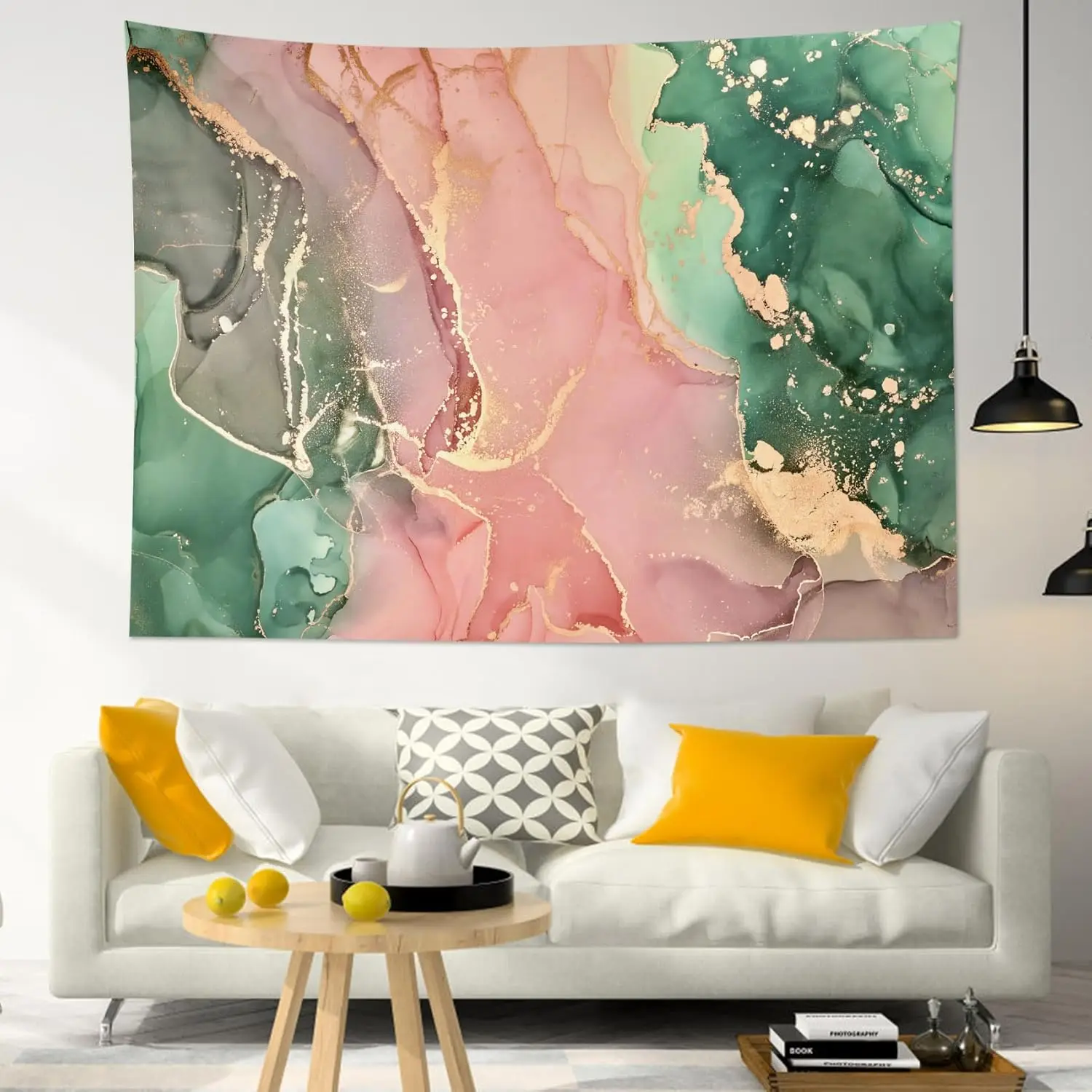 Marble Tapestry Wall Hanging Modern Minimalist Abstract Geometric Tapestry Backdrop Wall Art Decor for Living Room College Dorm