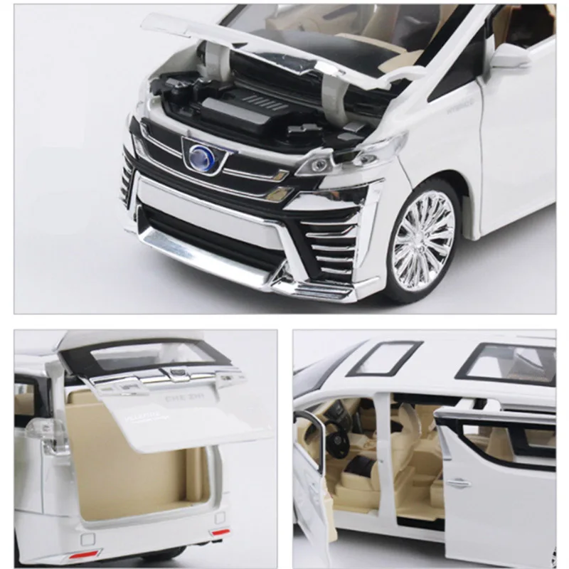 1:24 VELLFIRE MPV Alloy Car Model Diecast Metal Toy Vehicles Car Model High Simulation Sound and Light Childrens Toy Gift