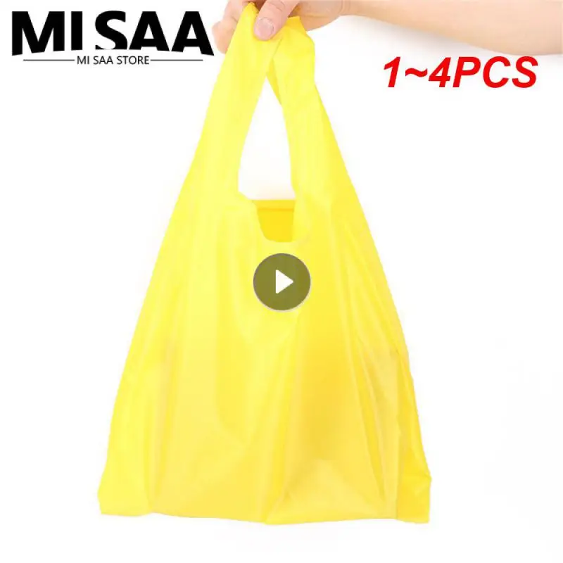 1~4PCS Grocery Bags Eco-friendly Polyester Reusable Hand Shoulder Shop Bags Bag Foldable Shopping Bag