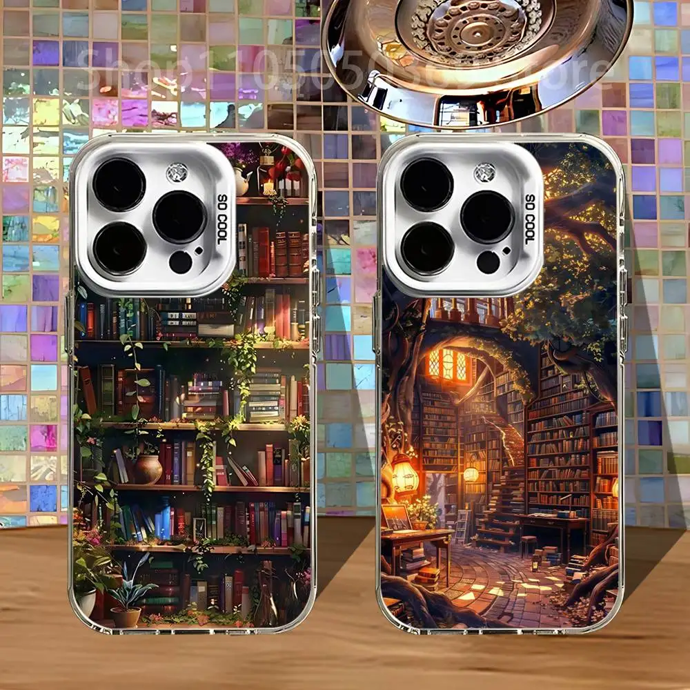 

Library Study Book illustration Phone Case For iPhone 16,15,14,13,12,11,Pro,XS,Max,Plus,Mini,SE4,E White Matte Shockproof Cover